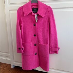 J. Crew Vibrant Pink Day Coat NWT 00 (like XS), double cloth ((w/o lining).